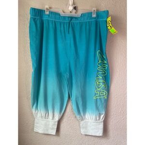 NWT Zumba Get Faded Baggy‎ Capri Pants Waterfall Teal Blue Dance Activewear XXL